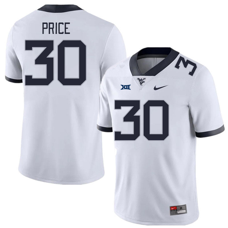 Men #30 Judah Price West Virginia Mountaineers College Football Jerseys Stitched Sale-White